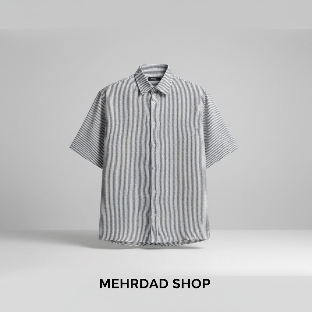 پیراهن راه‌راه طرح چروک قواره باکسی پشت نوشته برند ZARA