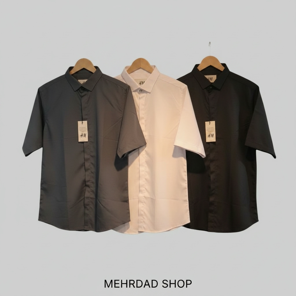 پیراهن مردانه آستین کوتاه قاپک دار برند H&M