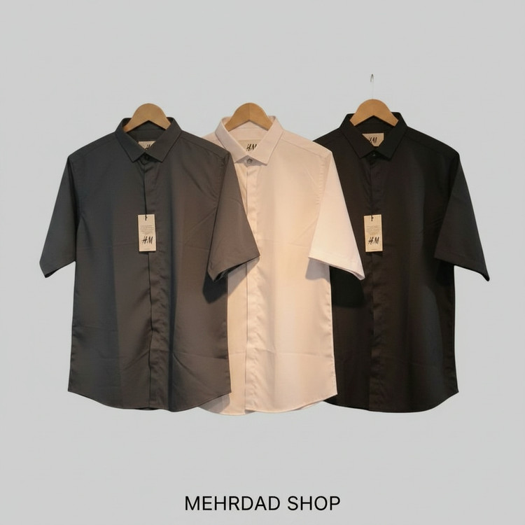 پیراهن مردانه آستین کوتاه قاپک دار برند H&M