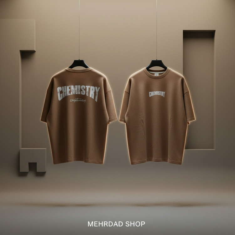 تیشرت قواره باکسی دونخ خارخورده گرم بالا جلو و پشت چاپ