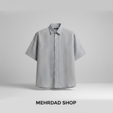 پیراهن مردانه راهراه وارداتی طرح چروک پشت نوشته و قواره باکسی برند ZARA